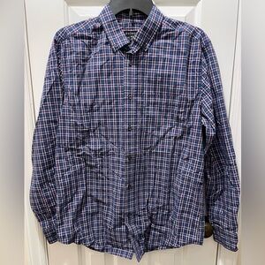 George Men's Navy and White Plaid Shirt